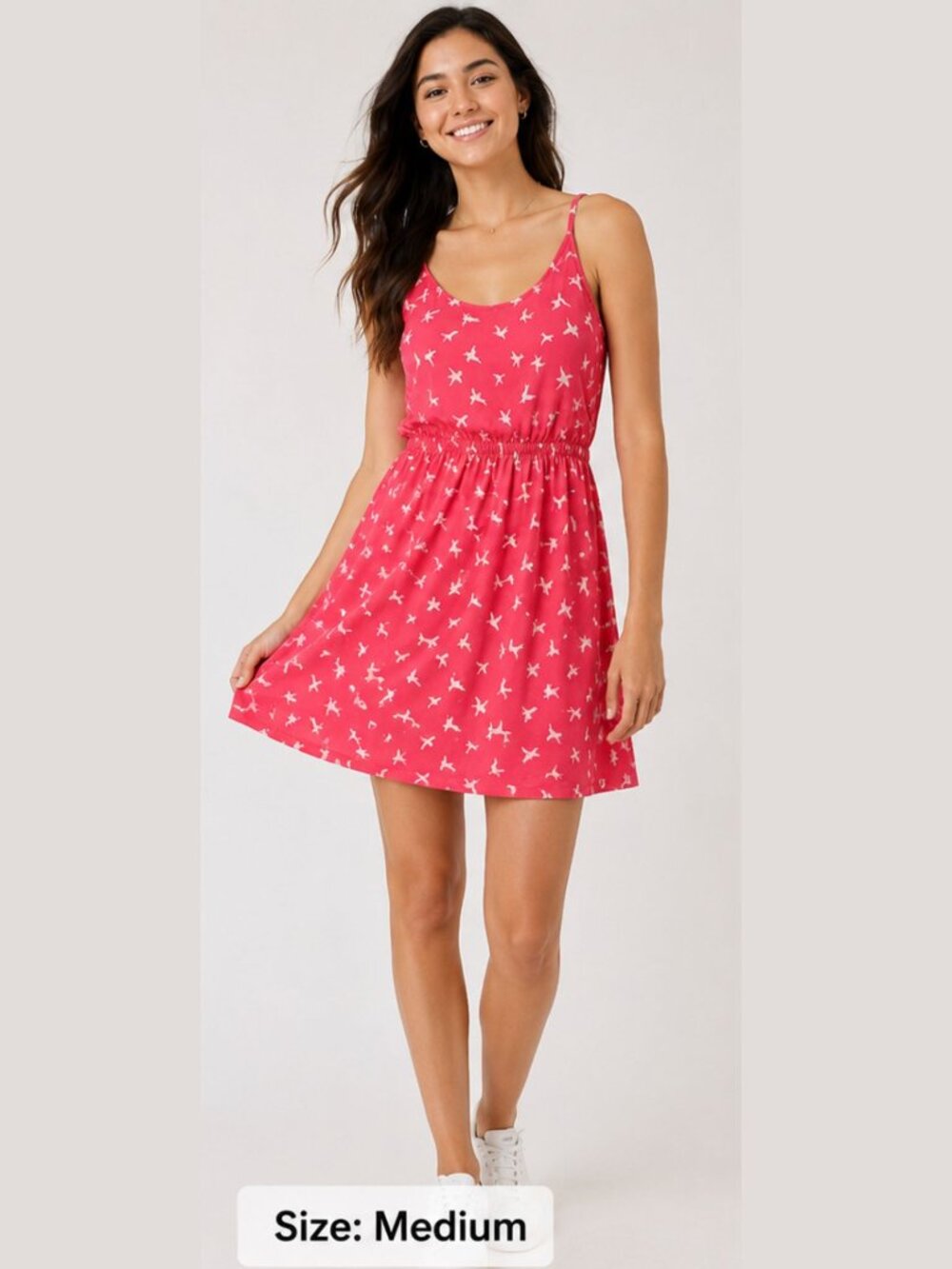 Rue21 Pink Bird Print Open Ladder Back Mini Dress Size Medium